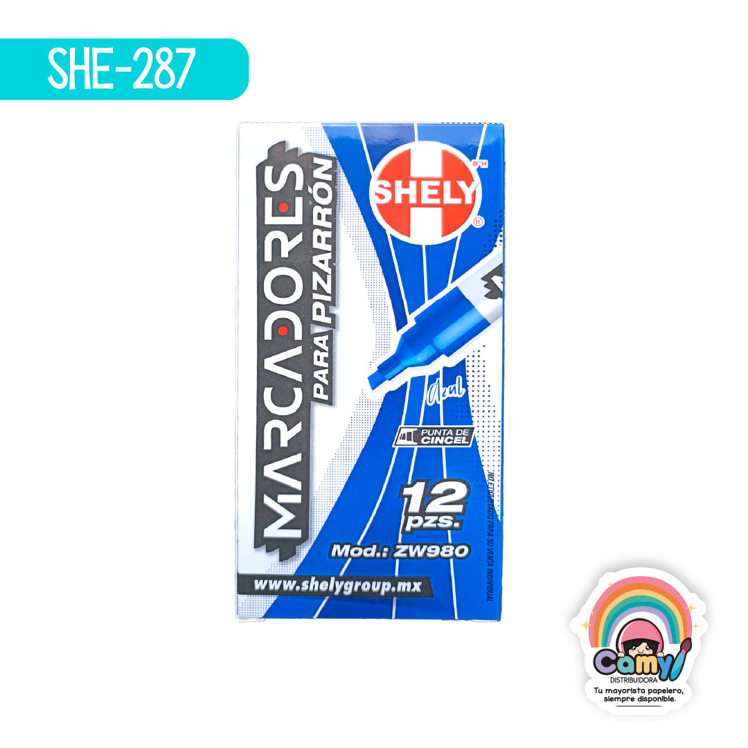 SHE-287 MARCADOR P /PIZARRON AZUL C/12 SHELY
