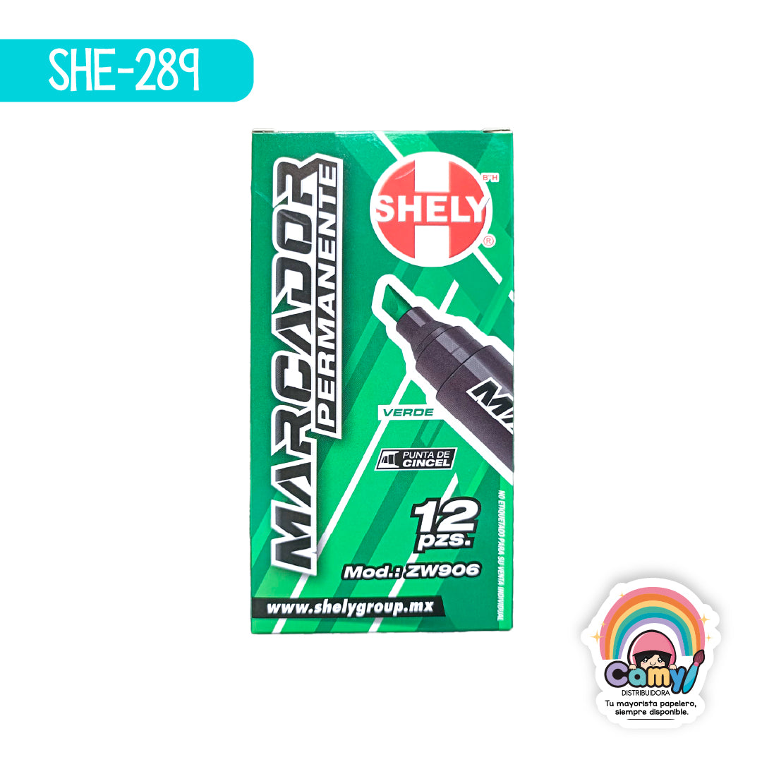 SHE-289 MARCADOR PERMANENTE ZW906 VERDE C/12 SHELY