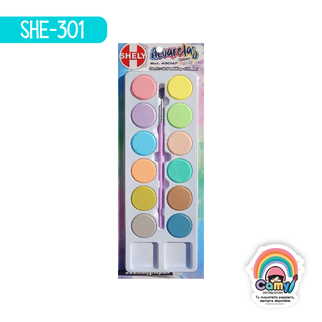 SHE-301 ACUARELAS SHELY EST C/12 COL PASTEL