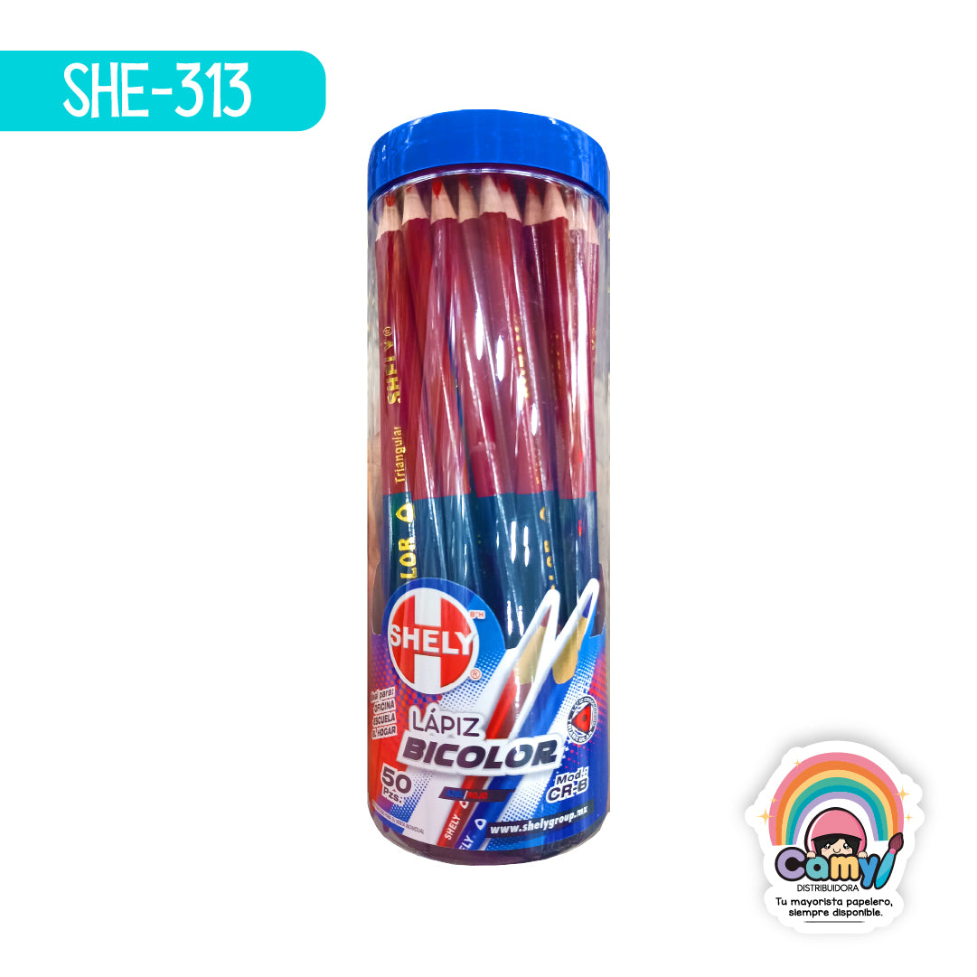 SHE-313 LAPIZ BICOLOR BOTE C/50 PCS SHELY