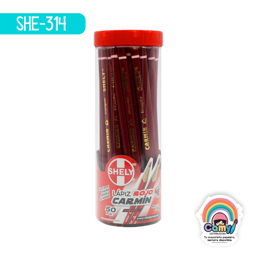 SHE-314 LAPIZ ROJO CARMIN BOTE C/50 PCS SHELY