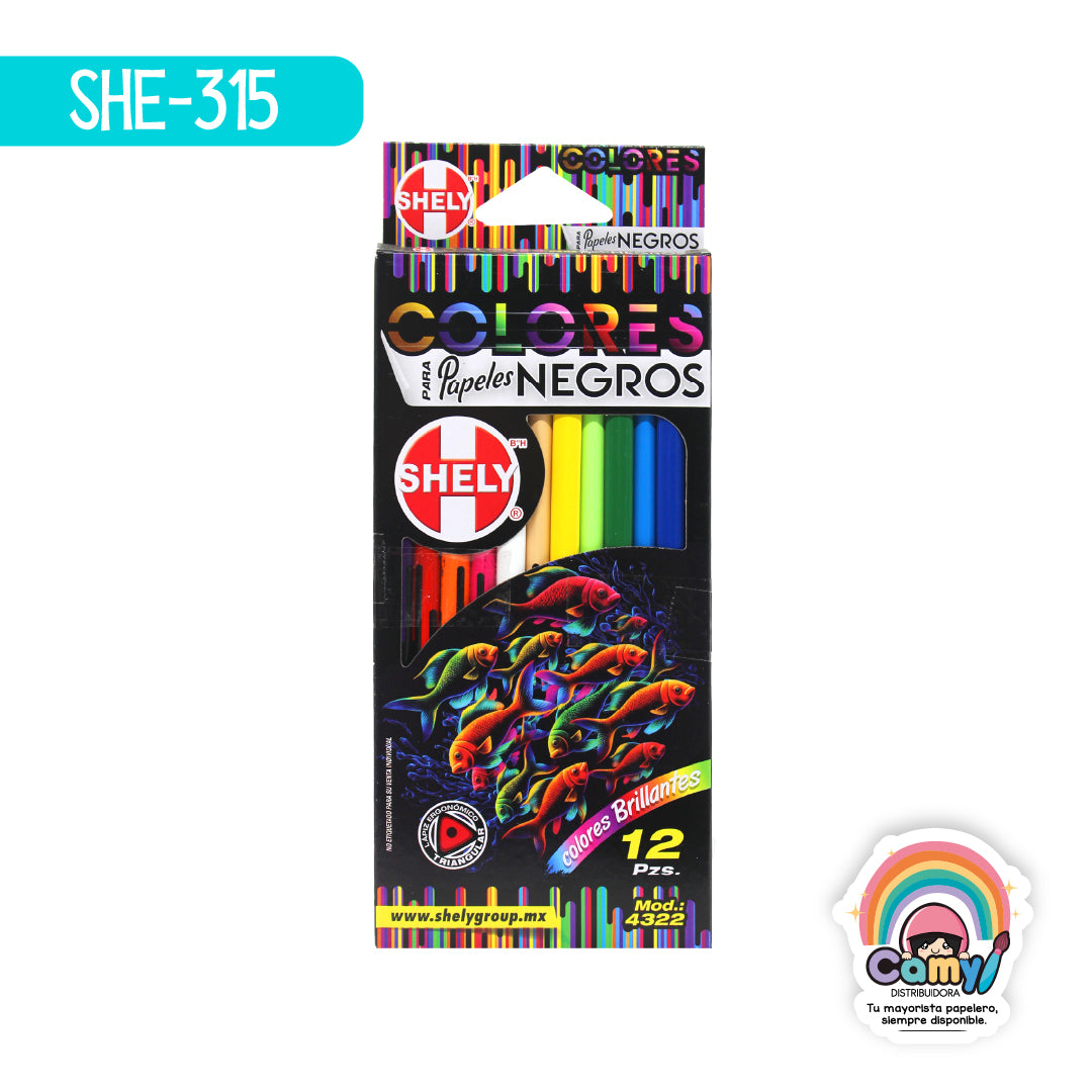 SHE-315 LPZ DE COLORES P/PAPELES NEGROS C/12 SHELY