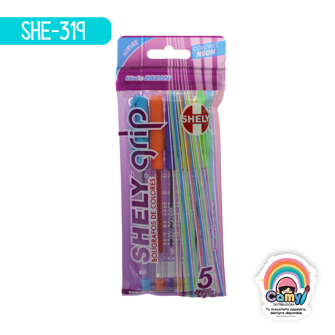 SHE-319 BOLIGRAFO SHELY NEON C/GRIP C/5