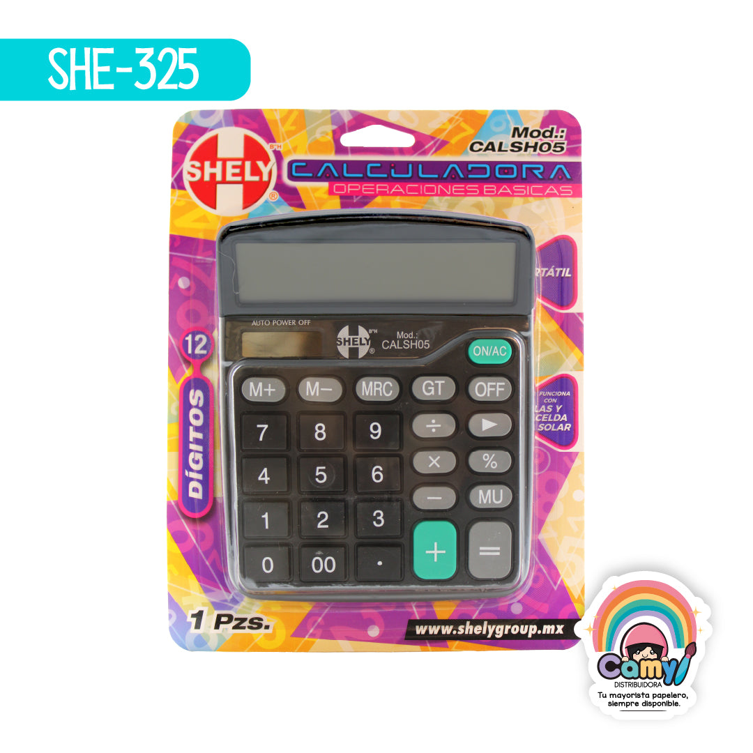 SHE-325 CALCULADORA DE ESCRITORIO NEGRA 12 DIG SHELY