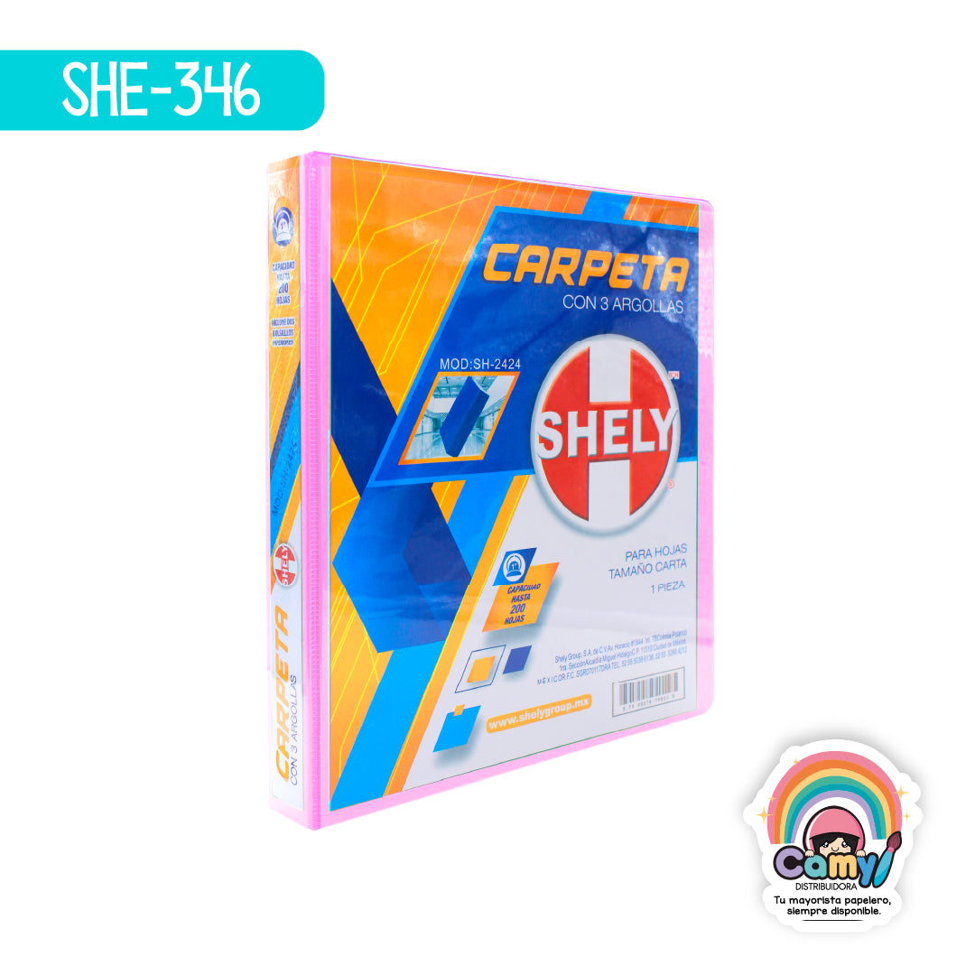SHE-346 CARPETA 3 ARILLOS ROSA SHELY