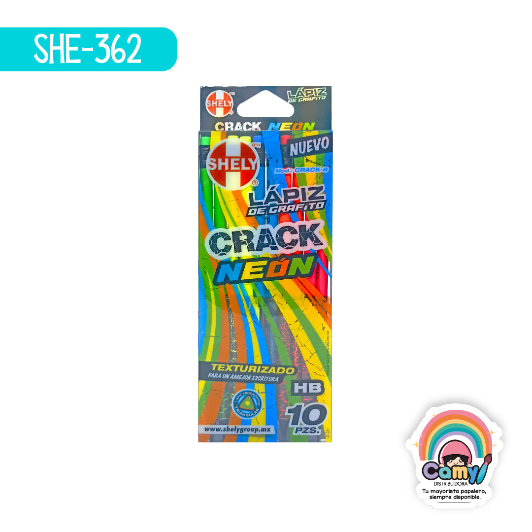SHE-362 LAPIZ DE GRAFITO CRACK/NEON C/10 SHELY