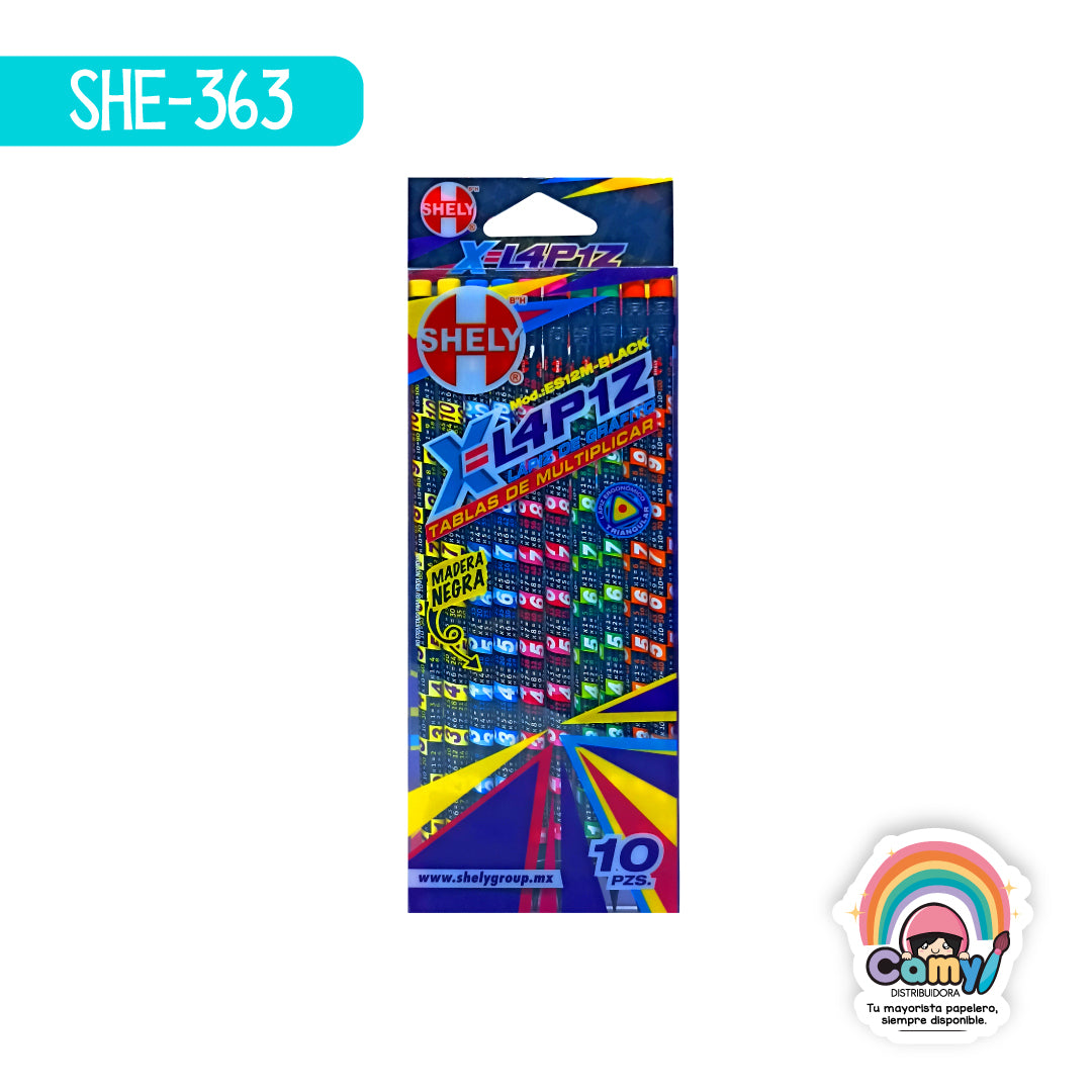 SHE-363 LAPIZ DE TABLAS MADERA NEGRA C/10 SHELY