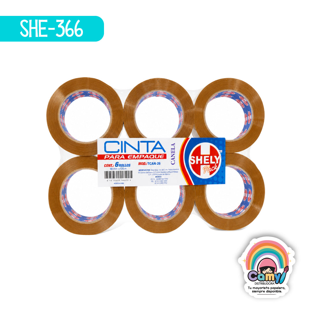 SHE-366 CINTA SHELY DE EMP CANELA 48X135 C/6 PZS