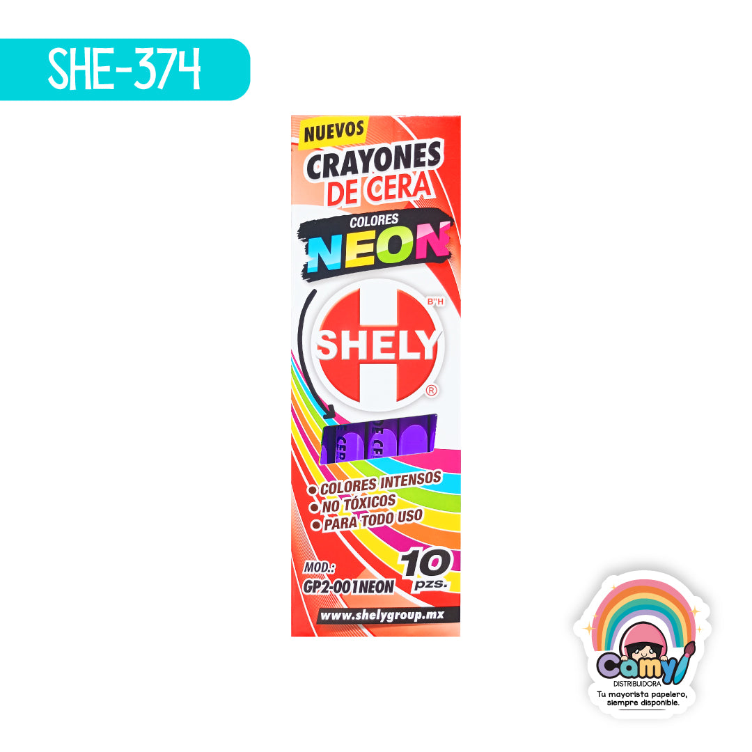 SHE-374 CRAYONES DE CERA SHELY C/10 MORADONEON