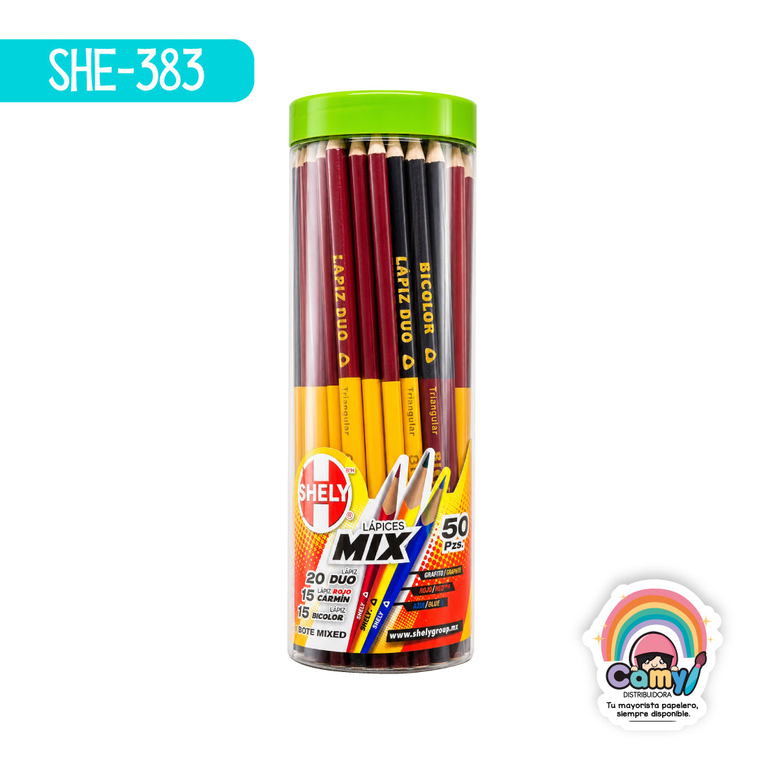 SHE-383 BOTE SURTIDO SHELY DUO-CARMIN-BICOLOR C/50 PZS