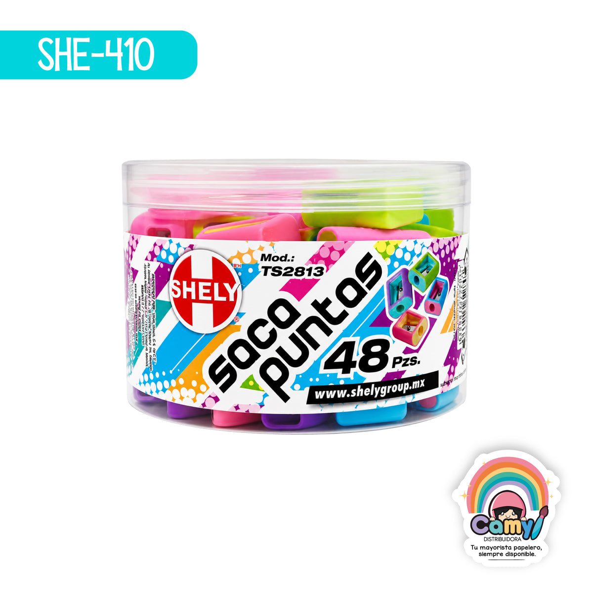 SHE-410 SACAPUNTAS RECTANGULAR BOTE C/48  1ORIF TS2813