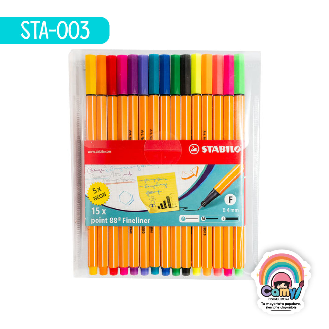 STA-003 EST. C/15 ROTULADORES POINT 88 + (5 NEON) STABILO