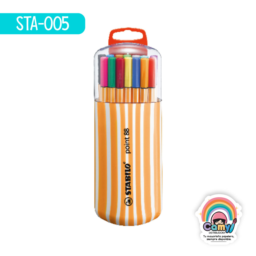 STA-005 EST. PLASTICO C/20 ZEBRUI ROTULADORES POINT 88 STABILO