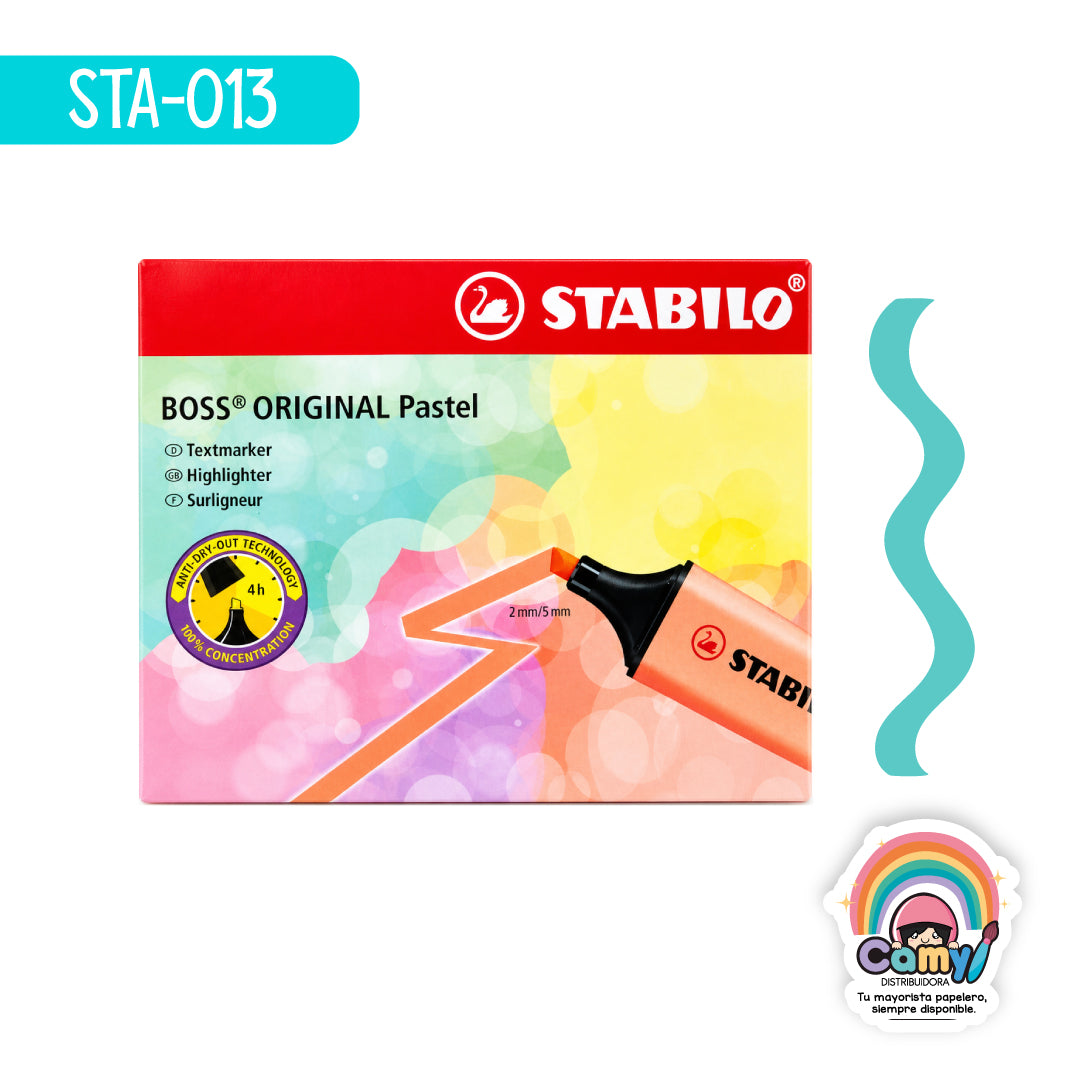 STA-013 MARCATEXTOS BOSS O T D TURQUESA CAJA C/10 STABILO