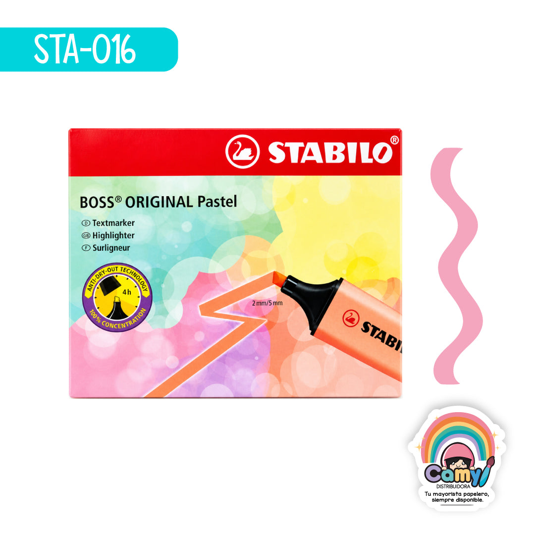 STA-016 MARCATEXTOS BOSS RUBOR ROSA CAJA C/10 STABILO