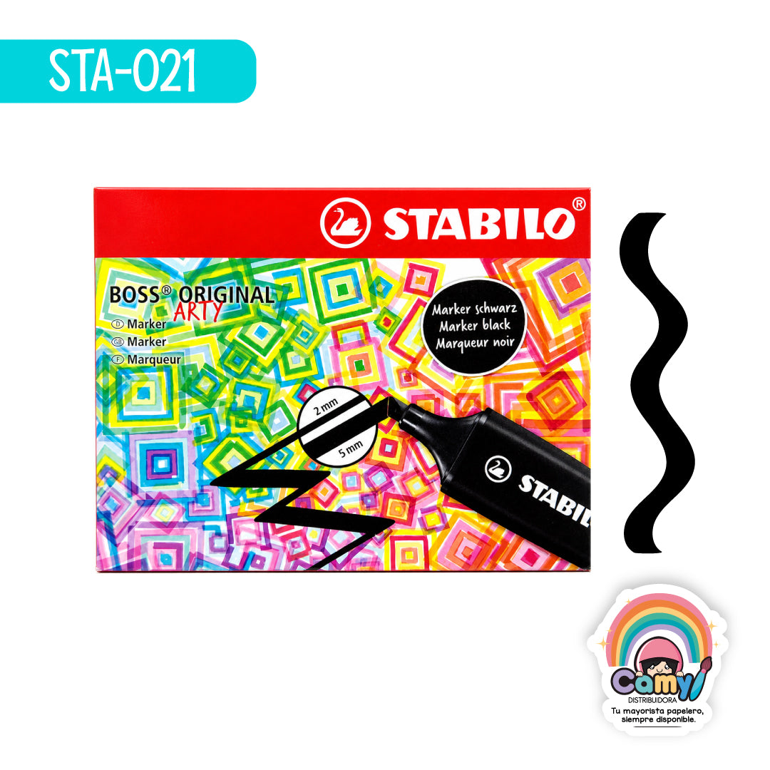 STA-021 MARCATEXTOS BOSS NEGRO CAJA C/10 STABILO