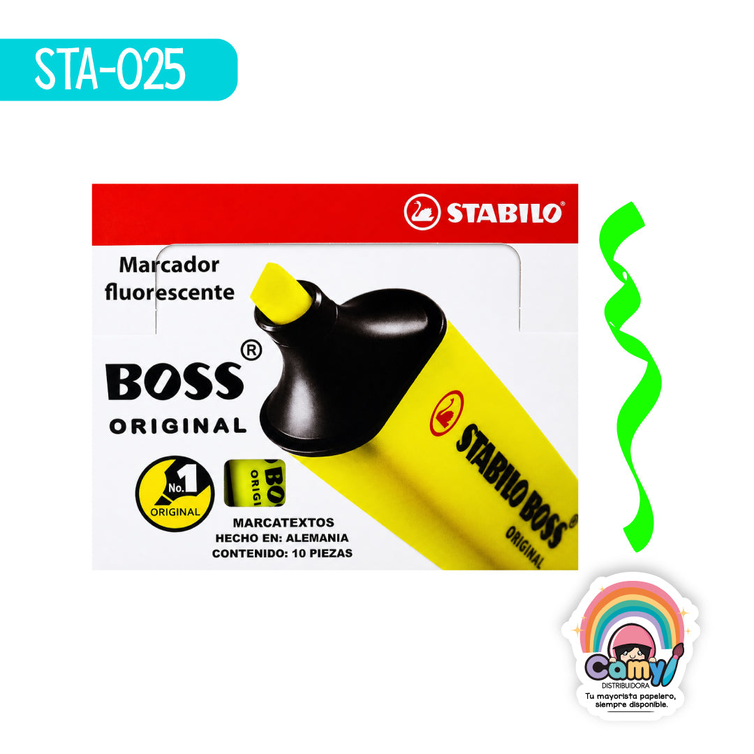 STA-025 MARCATEXTOS BOSS ORIG. VERDE CAJA C/10 STABILO