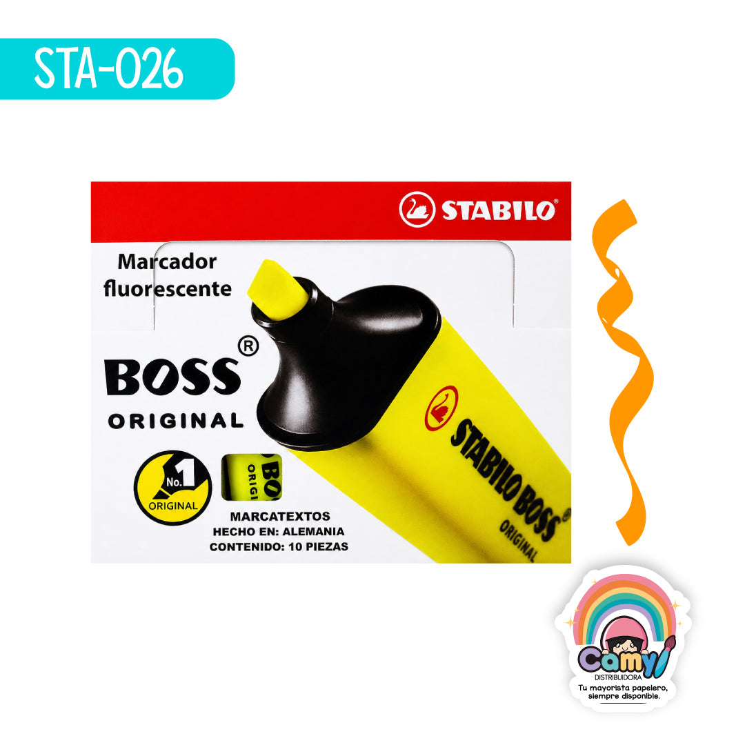 STA-026 MARCATEXTOS BOSS ORIG. NARANJA CAJA C/10 STABILO