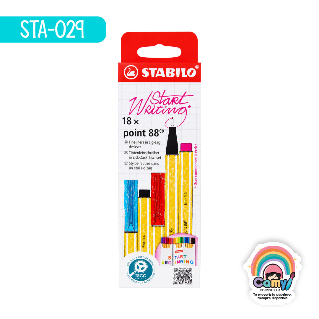 STA-029 ESTUCHE C/18 ROTULADORES POINT 88 ZIG ZAG STABILO