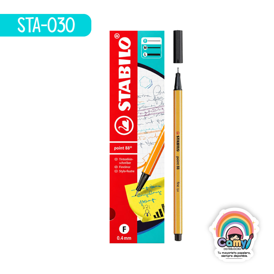 STA-030 ROTULADOR POINT 88 NEGRO CAJA C/10 STABILO