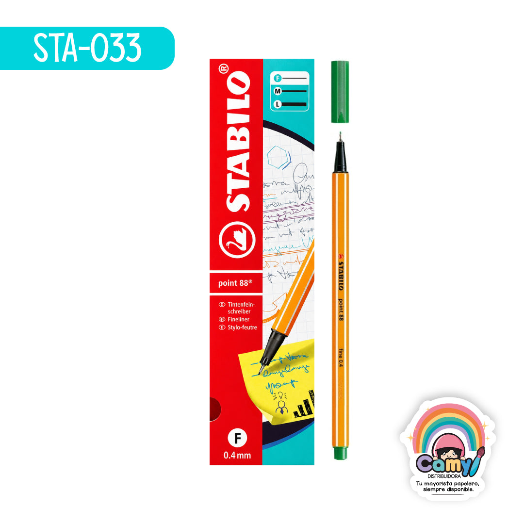 STA-033 ROTULADOR POINT 88 VERDE CAJA C/10 STABILO