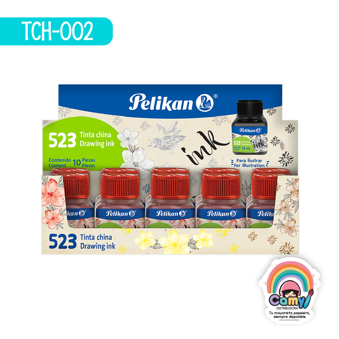 TCH-002 TCH-002 TINTA CHINA PELIKAN 523  15 ML. ROJO